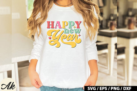 Happy new year Retro SVG SVG akazaddesign 