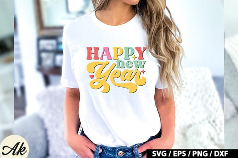 Happy new year Retro SVG SVG akazaddesign 