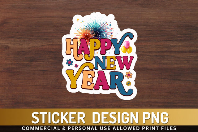 Happy new year Sticker Design Sublimation Regulrcrative 
