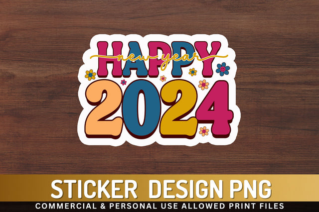 Happy new year Sticker Design Sublimation Regulrcrative 