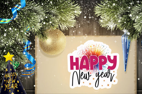 Happy new year Sticker Design Sublimation Regulrcrative 