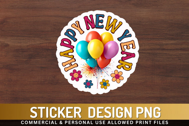 Happy new year Sticker Design Sublimation Regulrcrative 