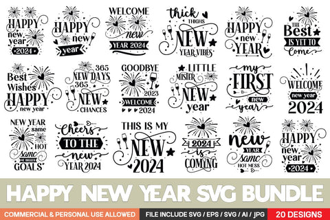 Happy New Year Svg Bundle , 80 New Year Svg Bundle SVG designmaster24 