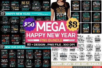 Happy New Year Svg Bundle , 80 New Year Svg Bundle SVG designmaster24 