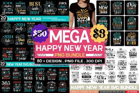 Happy New Year Svg Bundle , 80 New Year Svg Bundle SVG designmaster24 