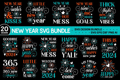 Happy New Year Svg Bundle , 80 New Year Svg Bundle SVG designmaster24 