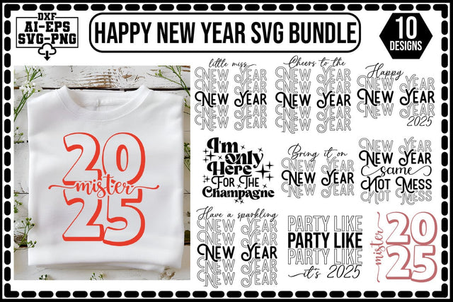 Happy New Year Svg Bundle Cut Files Creative Art SVG CraftlabSvg55 