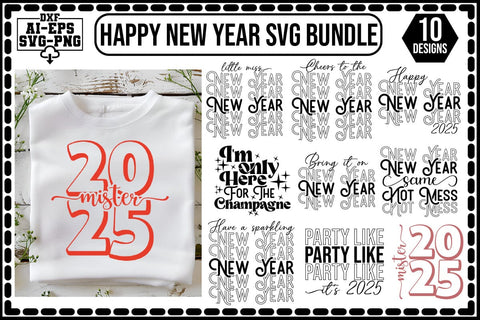 Happy New Year Svg Bundle Cut Files Creative Art SVG CraftlabSvg55 