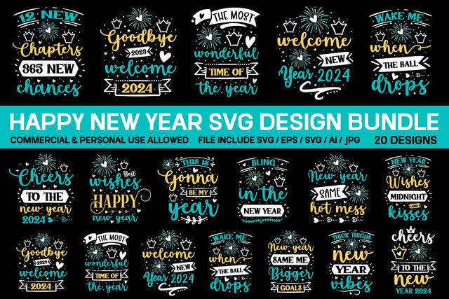 Happy New Year Svg Bundle , New Year Svg SVG designmaster24 
