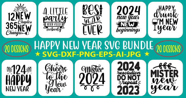 Happy New Year SVG Bundle SVG Syaman 