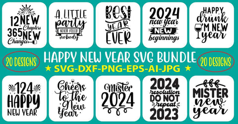 Happy New Year SVG Bundle SVG Syaman 