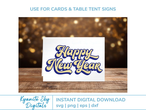 Happy New Year SVG files bundle retro vintage shadow style SVG Kyanite Sky Digitals 