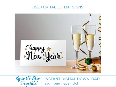 Happy New Year SVG title with confetti and stars SVG Kyanite Sky Digitals 