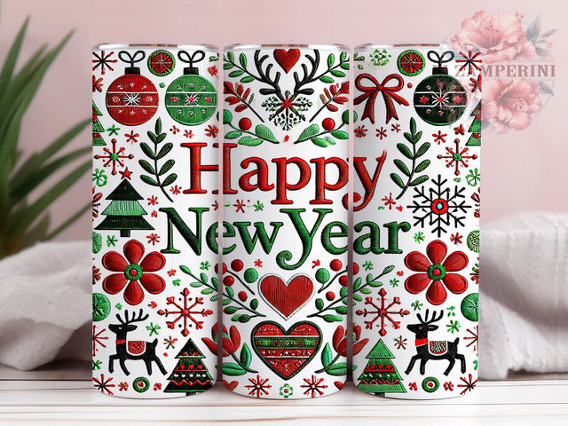 Happy New Year Sweater Pattern 20oz Tumbler Wrap, Happy New Year, Christmas Sweater, Sweater Pattern, 20oz Tumbler, Sublimation Wrap, Holiday Decor, New Year Gift Sublimation Li Zamperini 