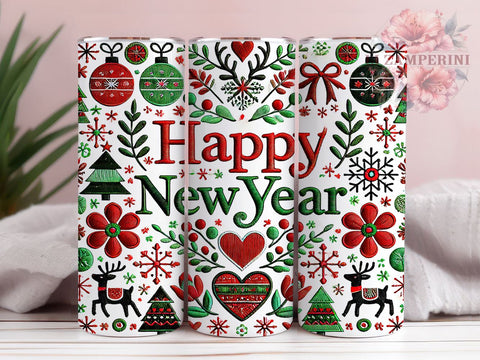 Happy New Year Sweater Pattern 20oz Tumbler Wrap, Happy New Year, Christmas Sweater, Sweater Pattern, 20oz Tumbler, Sublimation Wrap, Holiday Decor, New Year Gift Sublimation Li Zamperini 