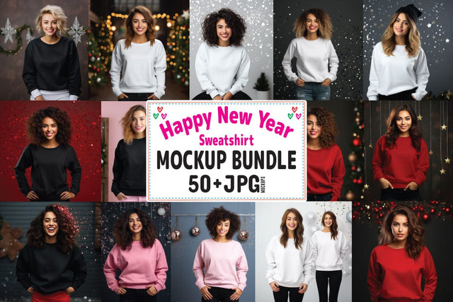 Happy New Year Sweatshirt Mockups Bundle Vol-01 Mock Up Photo Craftlabsvg24 