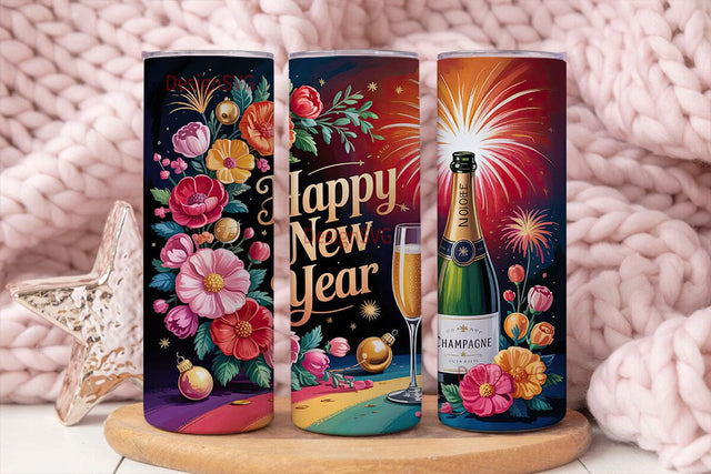 Happy New Year Tumbler Wrap Sublimation DesignSVG 