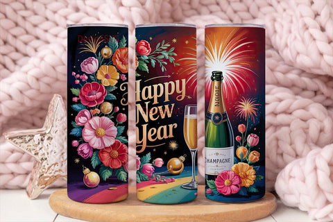 Happy New Year Tumbler Wrap Sublimation DesignSVG 