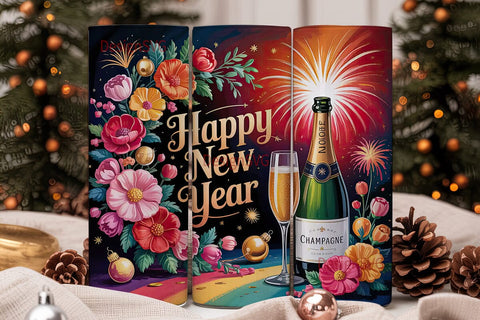 Happy New Year Tumbler Wrap Sublimation DesignSVG 