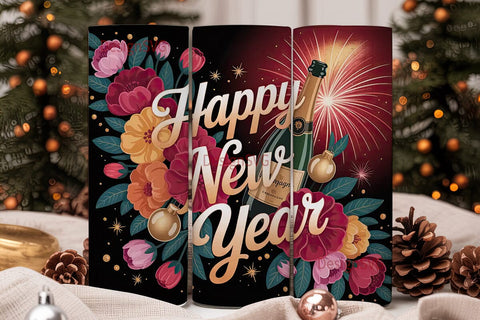 Happy New Year Tumbler Wrap Sublimation DesignSVG 