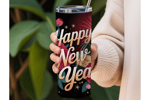 Happy New Year Tumbler Wrap Sublimation DesignSVG 