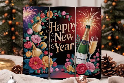 Happy New Year Tumbler Wrap Sublimation DesignSVG 