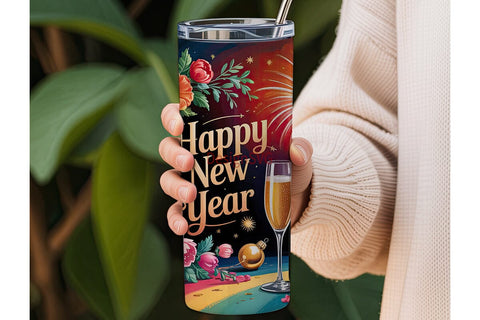 Happy New Year Tumbler Wrap Sublimation DesignSVG 