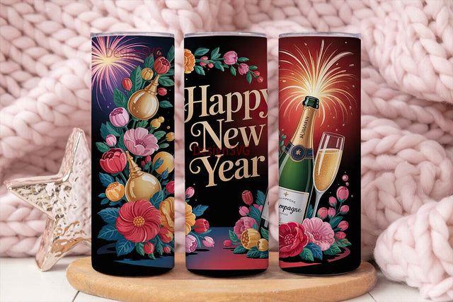Happy New Year Tumbler Wrap Sublimation DesignSVG 