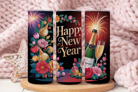 Happy New Year Tumbler Wrap Sublimation DesignSVG 