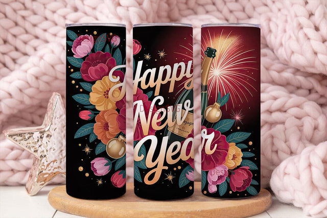 Happy New Year Tumbler Wrap Sublimation DesignSVG 