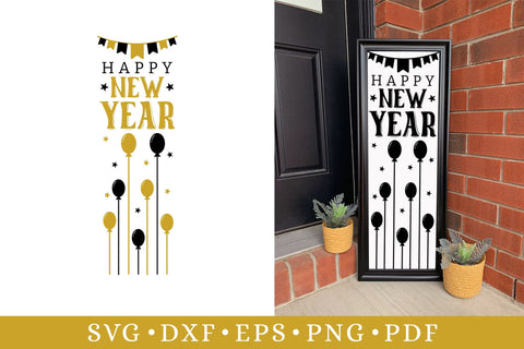 Happy New Year Vertical Sign SVG Design SVG CraftLabSVG 