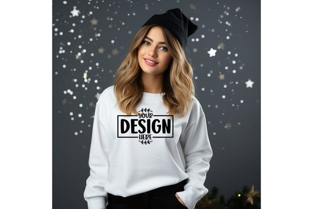 Happy New Year white Sweatshirt Mockup Mock Up Photo Craftlabsvg24 