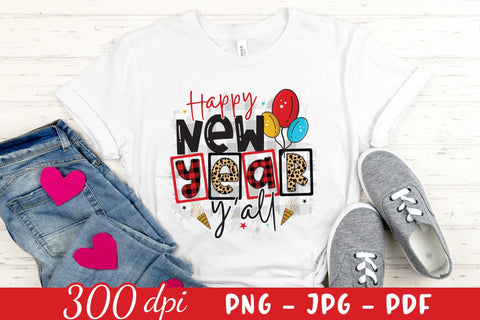 Happy New Year Y'all PNG Sublimation Sublimation CraftLabSVG 