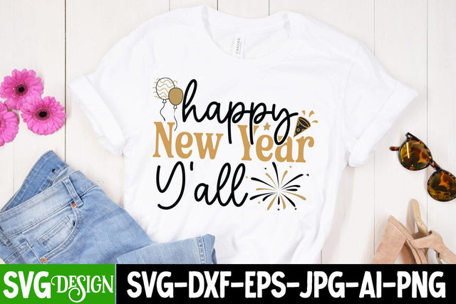 Happy New Year Y'all SVG Cut File, Happy New Year Y'all Sublimation Design PNG, New Year 2024 SVG Cut File, 2024 New Year SVG bundle,New Year SVG Design 2024 SVG BlackCatsMedia 
