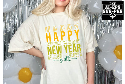 Happy New Year Y'all Svg Cut Files Creative Art SVG CraftlabSvg55 