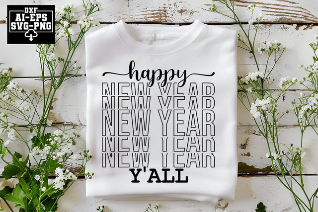 Happy New Year Y'all Svg Cut Files Creative Art SVG CraftlabSvg55 