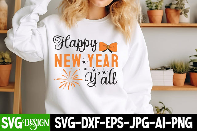 Happy New Year Y'all SVG Design, New Year 2025 SVG,Happy New Year 2025 SVG Design, Happy New Year Crew ,New year SVG Bundle 2025 SVG BlackCatsMedia 