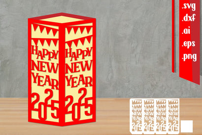 Happy New Years Lantern Papercut | New Year 2025 SVG zafrans studio 