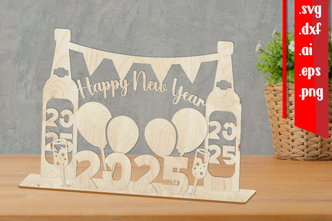 Happy New Years Laser Cut | New Years 2025 SVG zafrans studio 