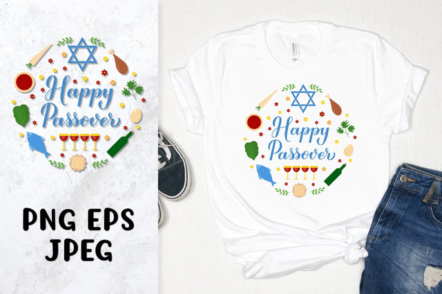 Happy Passover round sign. Jewish holiday sublimation design Sublimation LaBelezoka 