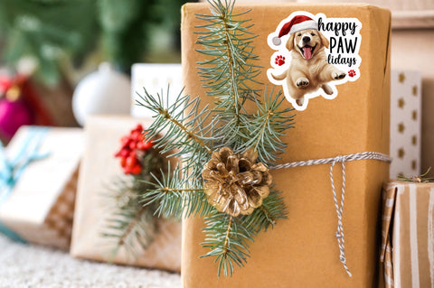 Happy paw lidays Sticker Design Sublimation Regulrcrative 
