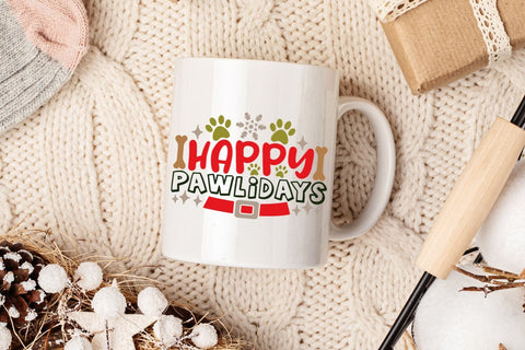 Happy Pawlidays| Christmas Dog Lover SVG Cutting Files. SVG CosmosFineArt 