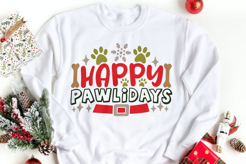 Happy Pawlidays| Christmas Dog Lover SVG Cutting Files. SVG CosmosFineArt 