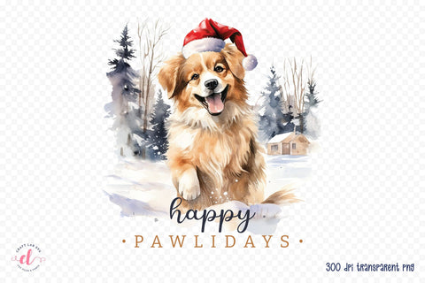 Happy Pawlidays | Christmas Dog Saying PNG Sublimation CraftLabSVG 