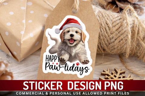 Happy pawlidays Sticker Design Sublimation Regulrcrative 