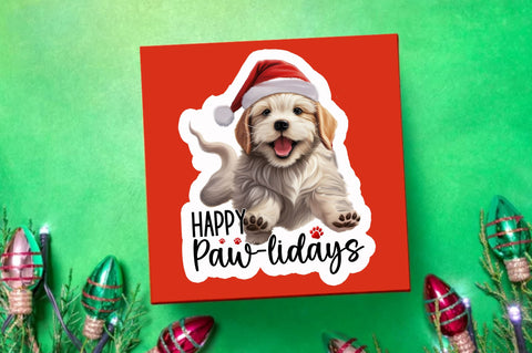 Happy pawlidays Sticker Design Sublimation Regulrcrative 