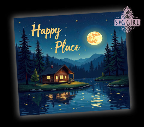 Happy Place, 20oz Tumbler, Tumbler Wrap, Sublimation Design, Home Decor, Inspirational Gift, Cozy Vibes Sublimation SvggirlplusArt 