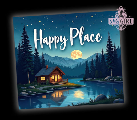Happy Place, 20oz Tumbler, Tumbler Wrap, Sublimation Design, Home Decor, Inspirational Gift, Cozy Vibes Sublimation SvggirlplusArt 