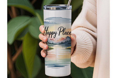 Happy Place 20oz Tumbler Wrap Sublimation DesignSVG 