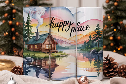Happy Place 20oz Tumbler Wrap Sublimation DesignSVG 
